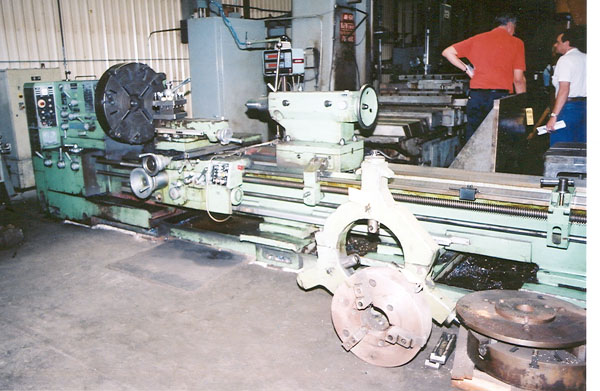 36" x 120" Poreba Engine Lathe - Model TPK-90A1/3M, 49" Gap, 120" Between Centers, Inch/Meteric Threading, Power Rapids, 30" 4-Jaw, 20" 3-Jaw, Steady Rest, 2 Axis DRO, New 1989