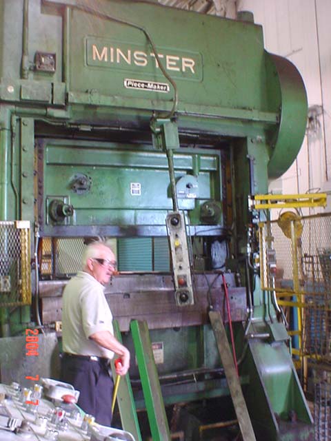 Minster P2-100 Model P2-200-72, 72" x 44" Bed, 2" Stroke, 25" Shut Height, 100-300 SPM, Air Clutch and Brake, Air Counterbalance, New 1979.