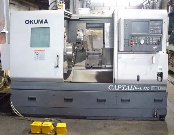 OKUMA CAPTAIN L-470 BIG BORE FOR SALE USED CNC LATHE CNC TURNING CENTER
