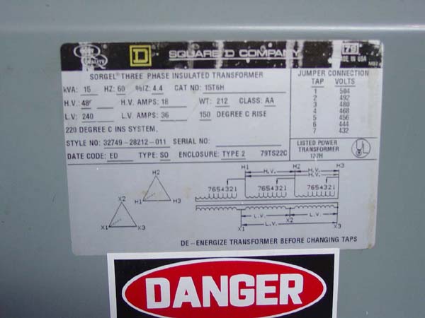 15 KVA SQUARE D  TRANSFORMER FOR SALE