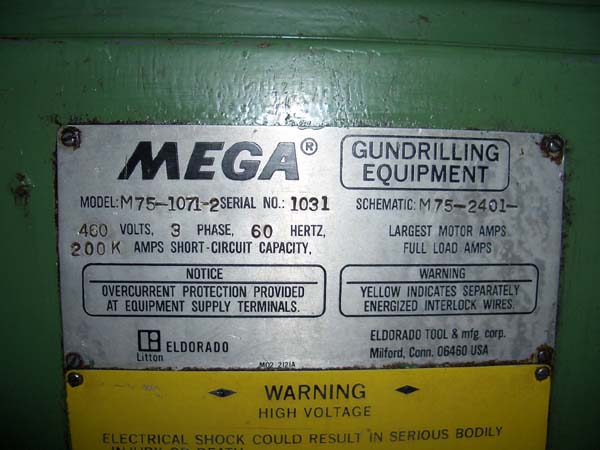 Eldorado Gun Drill Model M75 Dual Spindle