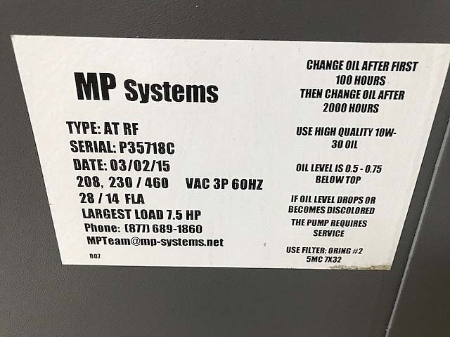 MP Systems 1000 Psi High Pressure Coolant Unit For Sale