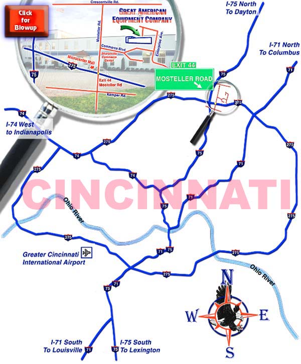 Map to Great American Equipment Company