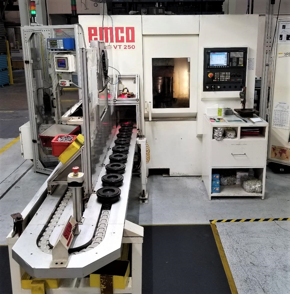 Emco VT 250 Inverted Spindle Vertical CNC Lathe, Emco 250 Vertical CNC Lathe, Inverted Spindle CNC Vertical Turning Center, used Emco CNC Lathe For Sale