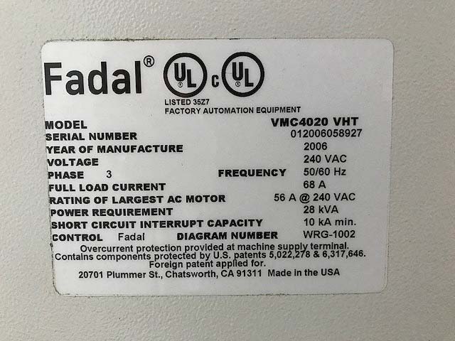 Fadal CNC Vertical Machining Center for sale