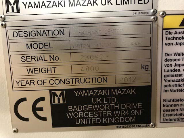 Mazak Smart 430A CNC Vertical Machining Center for sale