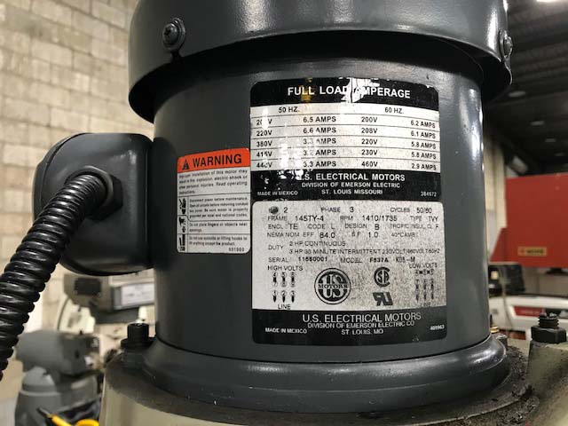 Birmingham Bridgeport Style Mill with Digital Readouts 2HP For Sale