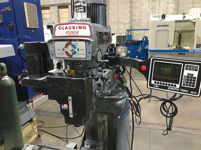 CLAUSING KONDIA Bridgeport Style CNC Milling Machine, with SWI Southwest Industries Proto Trak MX-3 3-Axis CNC Control For Sale