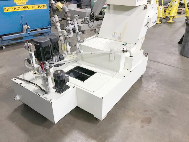 JPC Chip Conveyor and Coolant System with Drum Filter, Fanuc Robo Drill Chip Conveyor, High Pressure Coolant System with Drum Filter, Rear Discharge JPC Conveyor