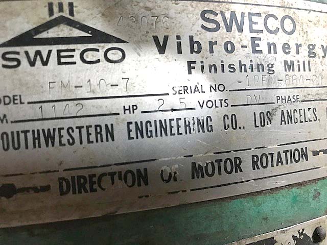 Used Sweco Vibratory Finisher For Sale