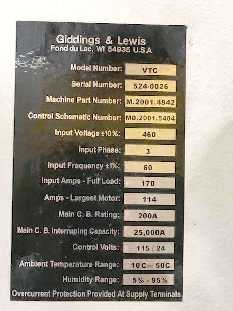 63" G & L CNC Vertical Boring Mill, Giddings & Lewis VTC-1600 CNC Boring Mill, Giddings & Lewis Fives CNC Vertical Boring Mill For Sale, Used 63" Vertical Boring Mill For Sale