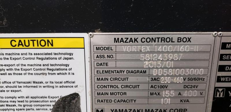 Mazak 5-Axis Vortex 1400/160M Vertical Machining Center Vertical Bridge Mill for sale