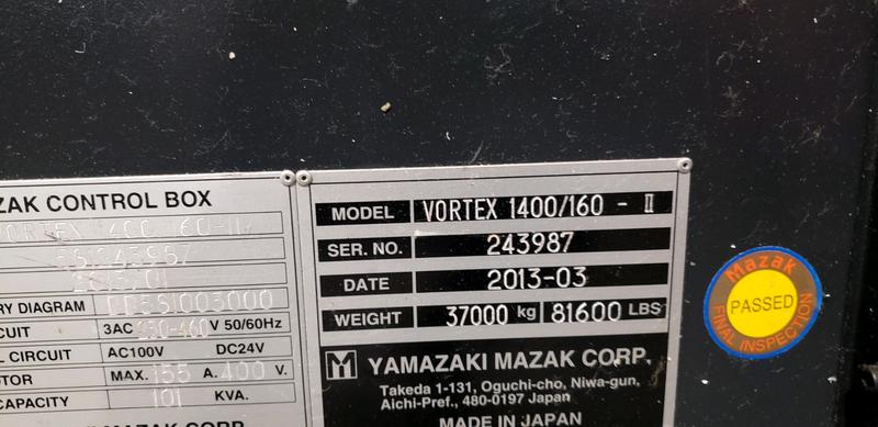 Mazak 5-Axis Vortex 1400/160M Vertical Machining Center Vertical Bridge Mill for sale