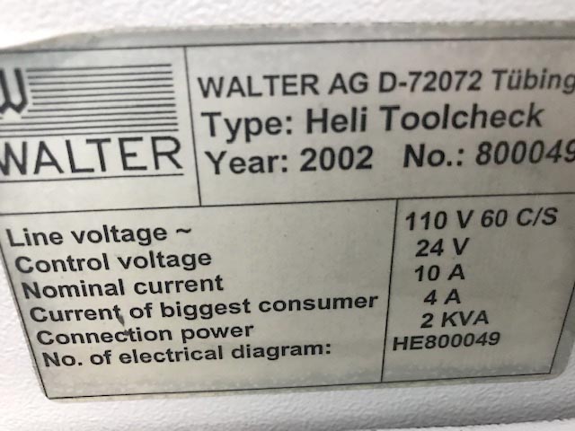 Walter Toolcheck Tool Presetter, Tool Setter, Optical Tool Setter