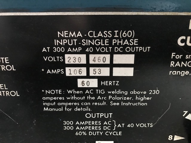 Lincoln Idealarc TIG-300/300 Tig/Stick Welder