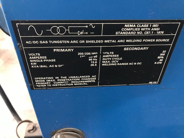 Miller 300 amp Syncrowave 300 AC/DC Tig/Stick Welder