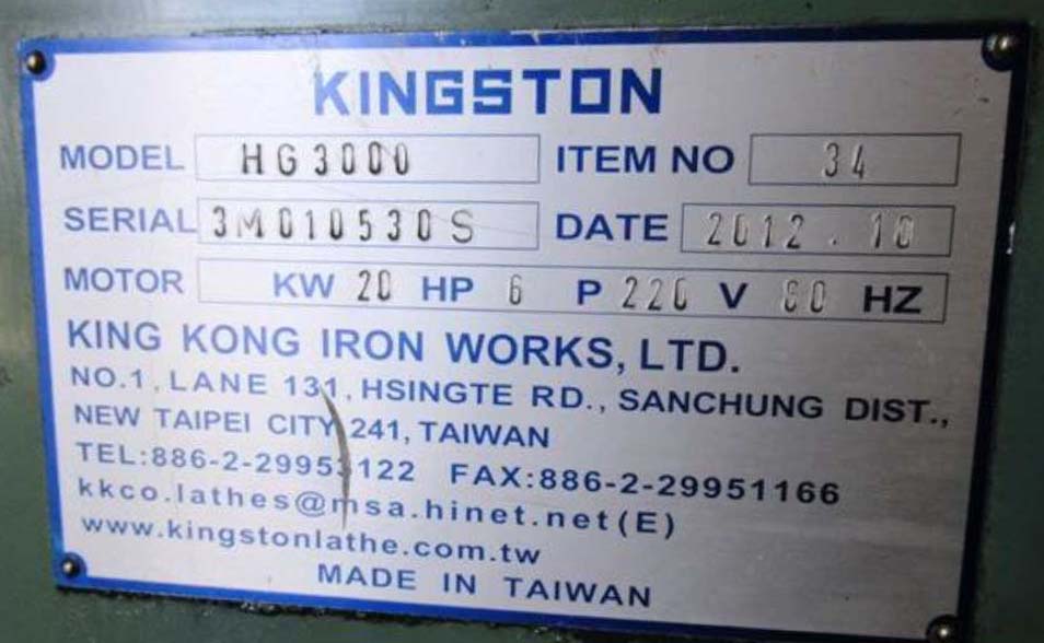 34" x 120" Kingston Lathe, Large Bore Lathe, Big Bore Lathe, Large Thru Hole Lathe