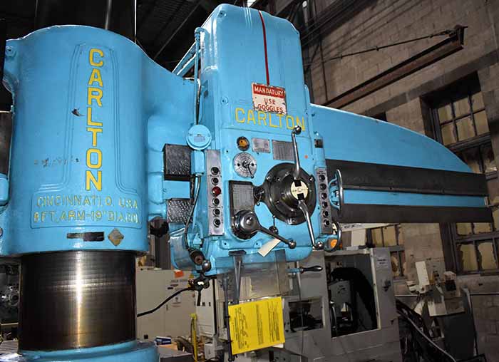 8'x 19" Carlton 4A Radial Arm Drill, 8' Carlton Radial Drill, used Carlton Radial Drill For Sale, used 7' Radial Drill For Sale, American, Gilbert, Bickford, GL