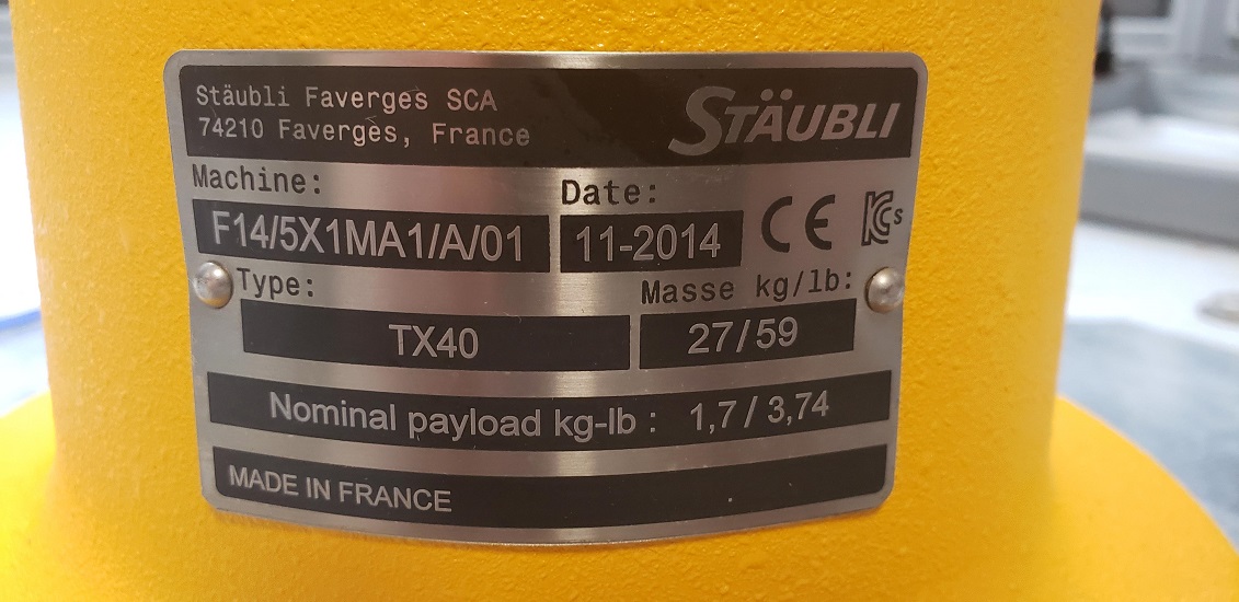 STAUBLI TX-40 6-AXIS ROBOT CELL WITH GRINDER ATTACHMENT, Staubli robot cell, Robot Grinding Cell