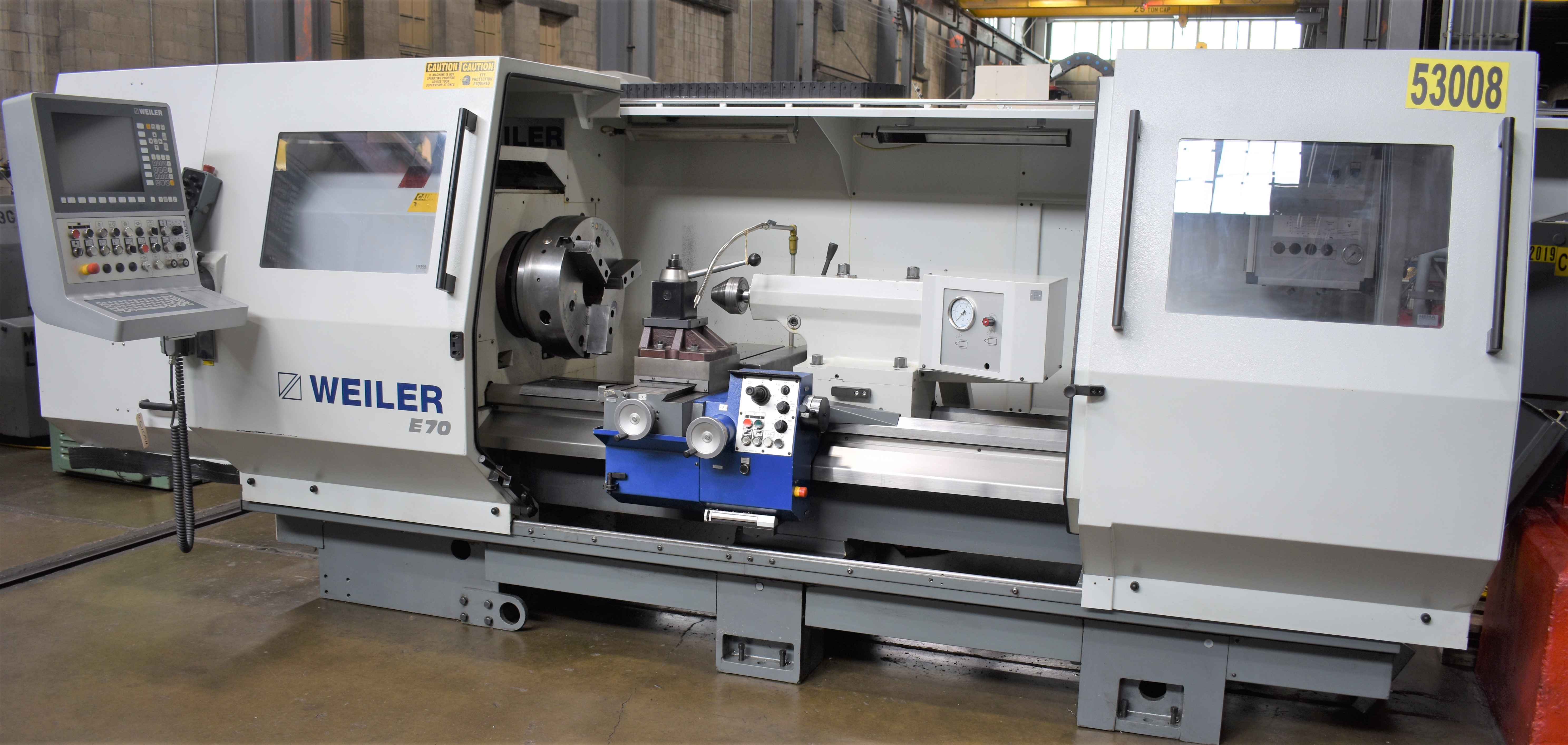 28" x 80" WEILER E70 CNC FLAT BED LATHE, Used Weiler E70 x 2000 CNC Lathe For Sale, Weiler Oil Country Lathe for sale, Used 28" x 80" CNC Flat Bed Lathe For Sale